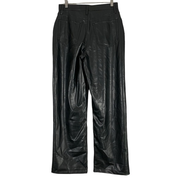 NEW Abercrombie & Fitch Faux Leather High Waist Wide Straight leg Pants Size 30 - Picture 3 of 9